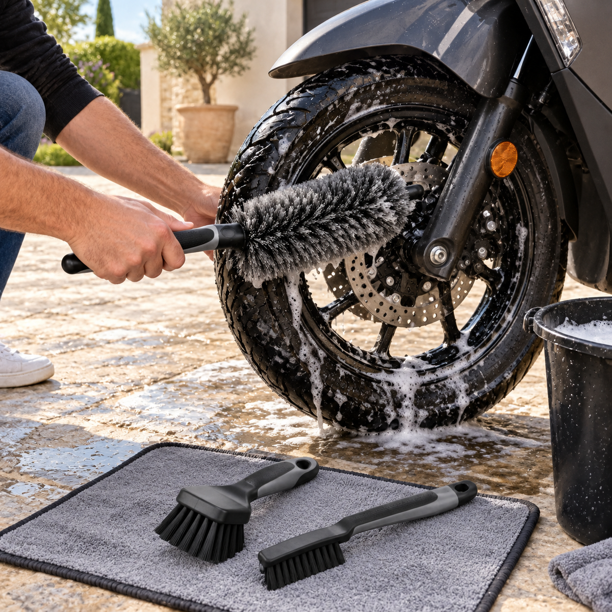 Kit de 3 brosses de nettoyage pour scooter