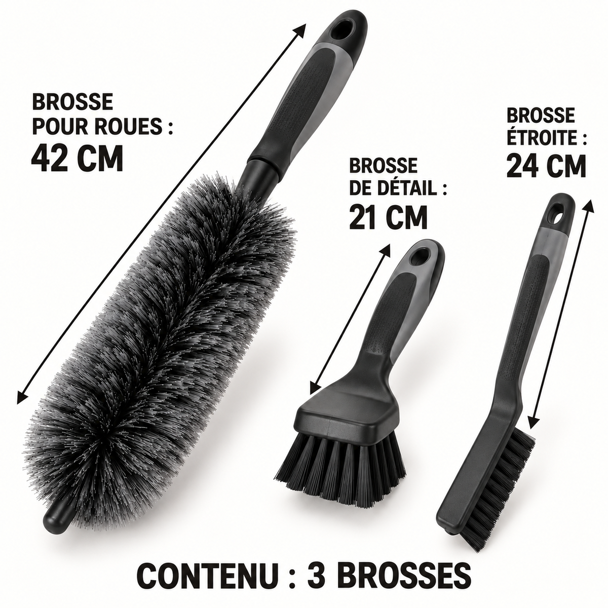 Kit de 3 brosses de nettoyage pour scooter