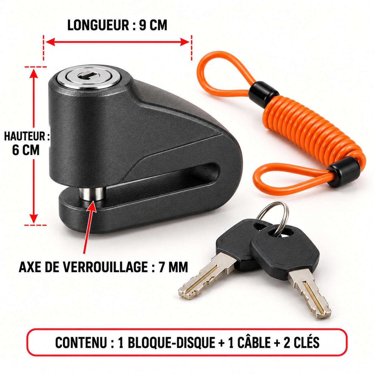 Bloque-disque avec câble de rappel